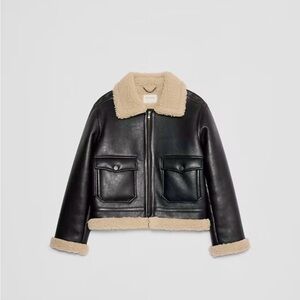 Banana Republic Women’s Faux Shearling Vegan Leather Bomber Jacket NWT Size XS